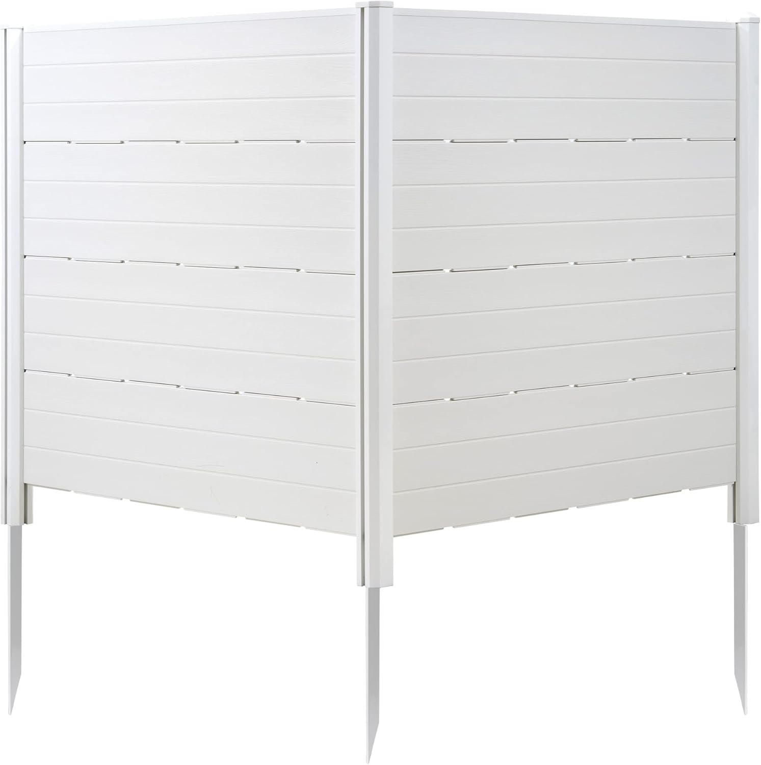 Outdoor Privacy Screen with Stake System - Dragosum 2-Panel White PVC Fence