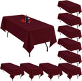 10 Pack Burgundy Tablecloth for 6 ft Rectangle Tables - Washable Linen
