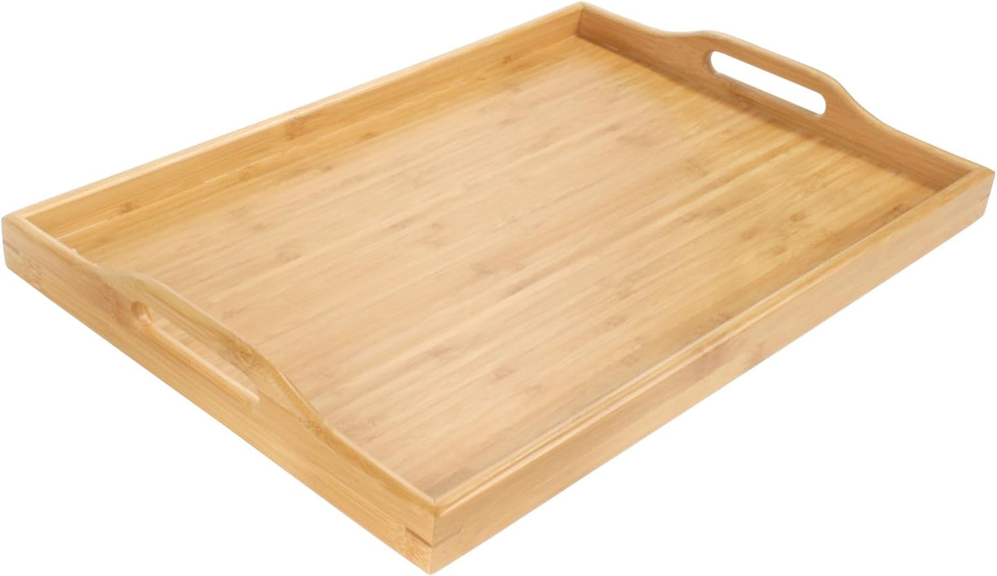 Bamboo Serving Tray with Handles - Perfect for Any Occasion