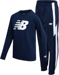 New Balance Boys Jogger Set - Athletic Jersey Top and Tricot Joggers