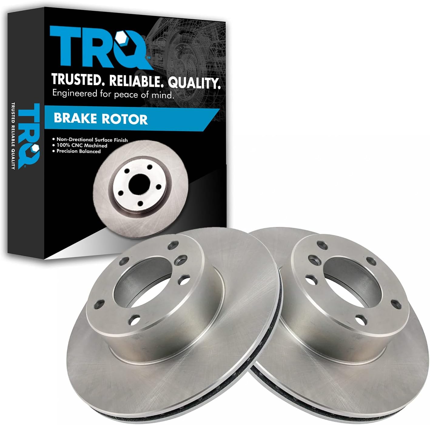 TRQ Front Brake Rotors Set Vented for BMW 525i and 528i