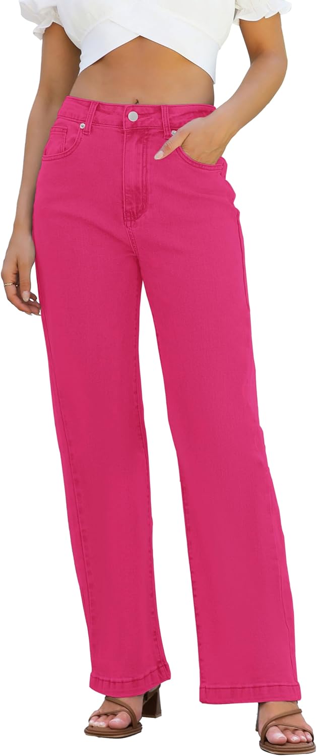 Womens High Waisted Straight Leg Loose Stretchy Jeans 2025