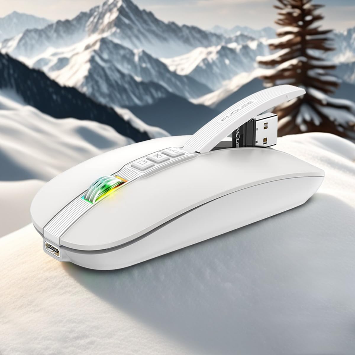 Slim Rechargeable Bluetooth Mouse with One-Click Return & RGB Lights - Silent & Portable