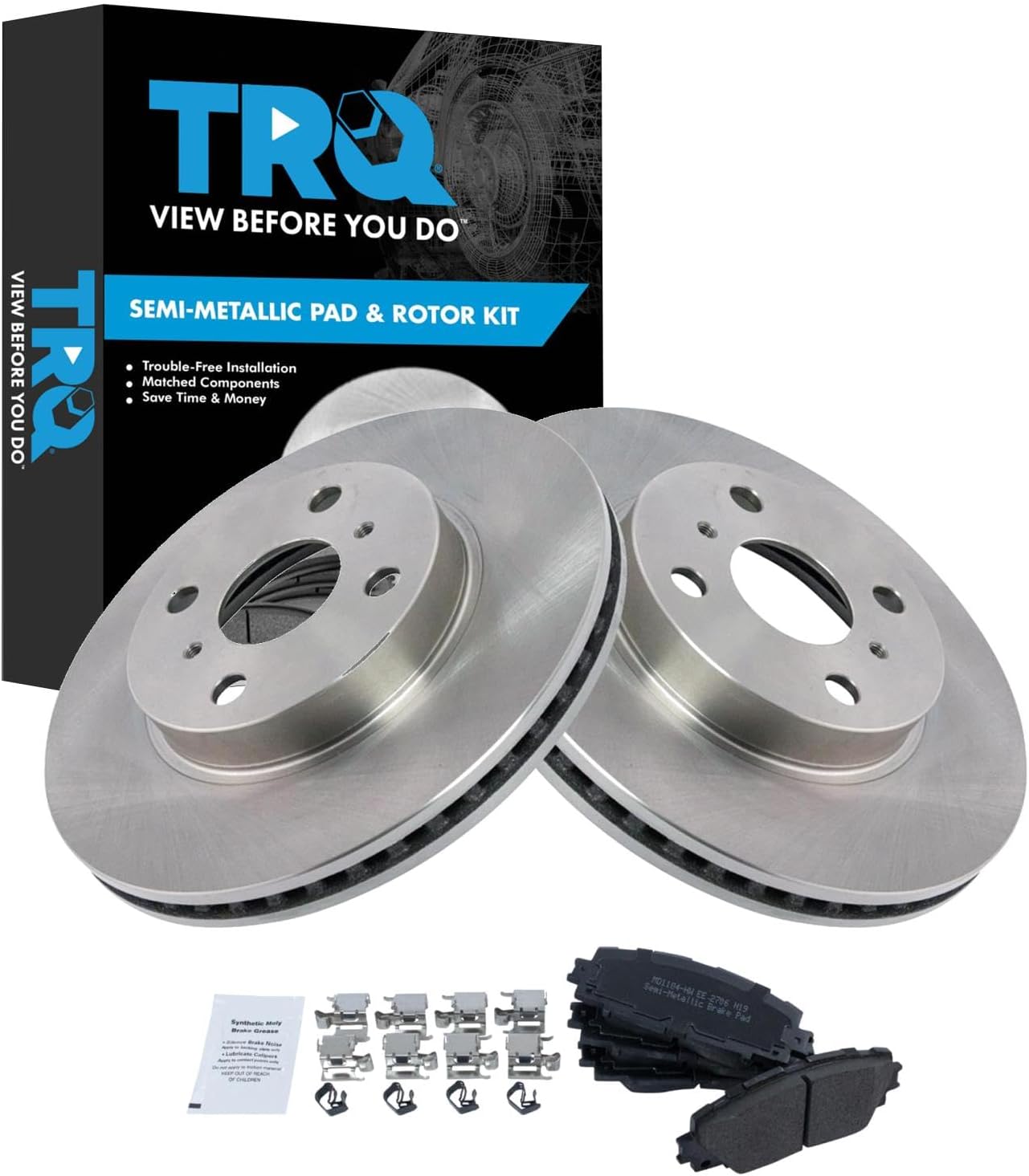 TRQ Front Brake Pad & Rotor Kit for 2012-2019 Toyota Prius C