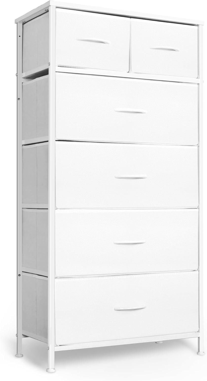 Tall Dresser for Bedroom with 6 Drawers and Wood Top
