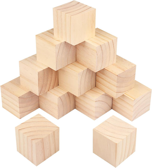 12 Packs Wooden Blocks for Crafts - Perfect for DIY Projects