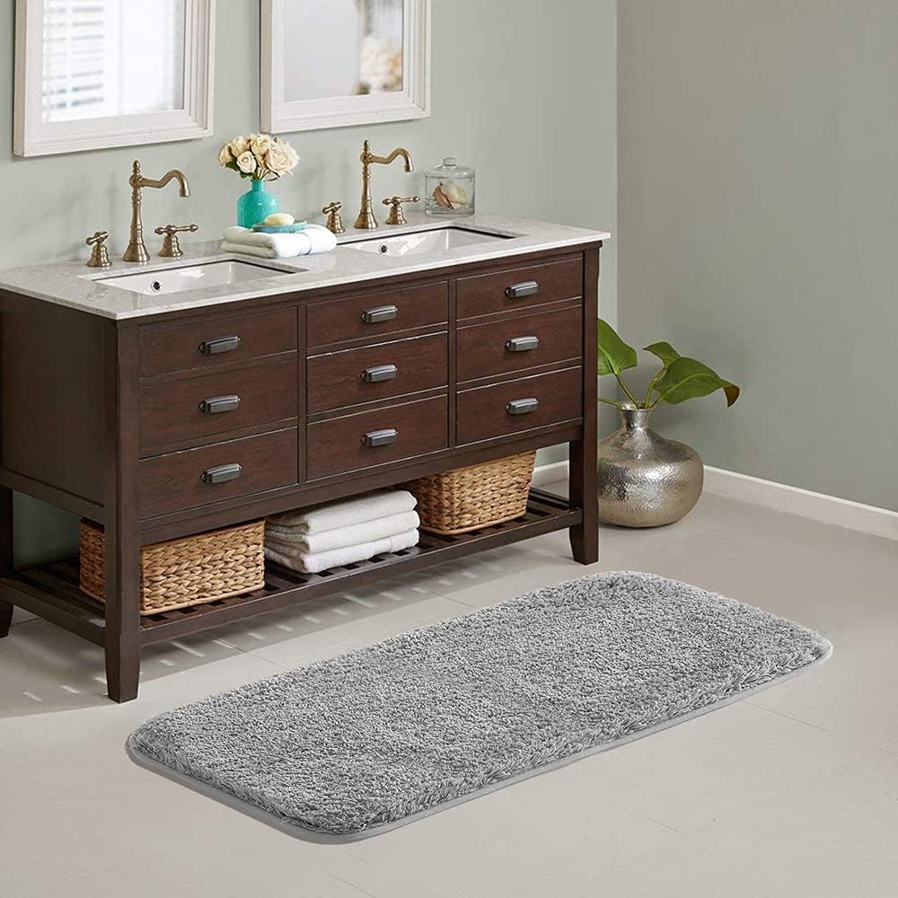 Suchtale Large Extra Soft Bath Mat - 24 x 60, Grey Luxury Rug