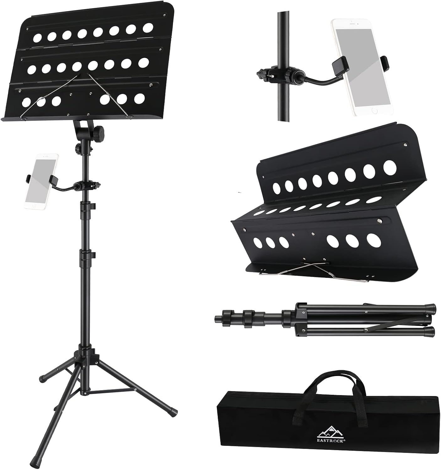 EASTROCK Professional Music Stand with Adjustable Height and Bag