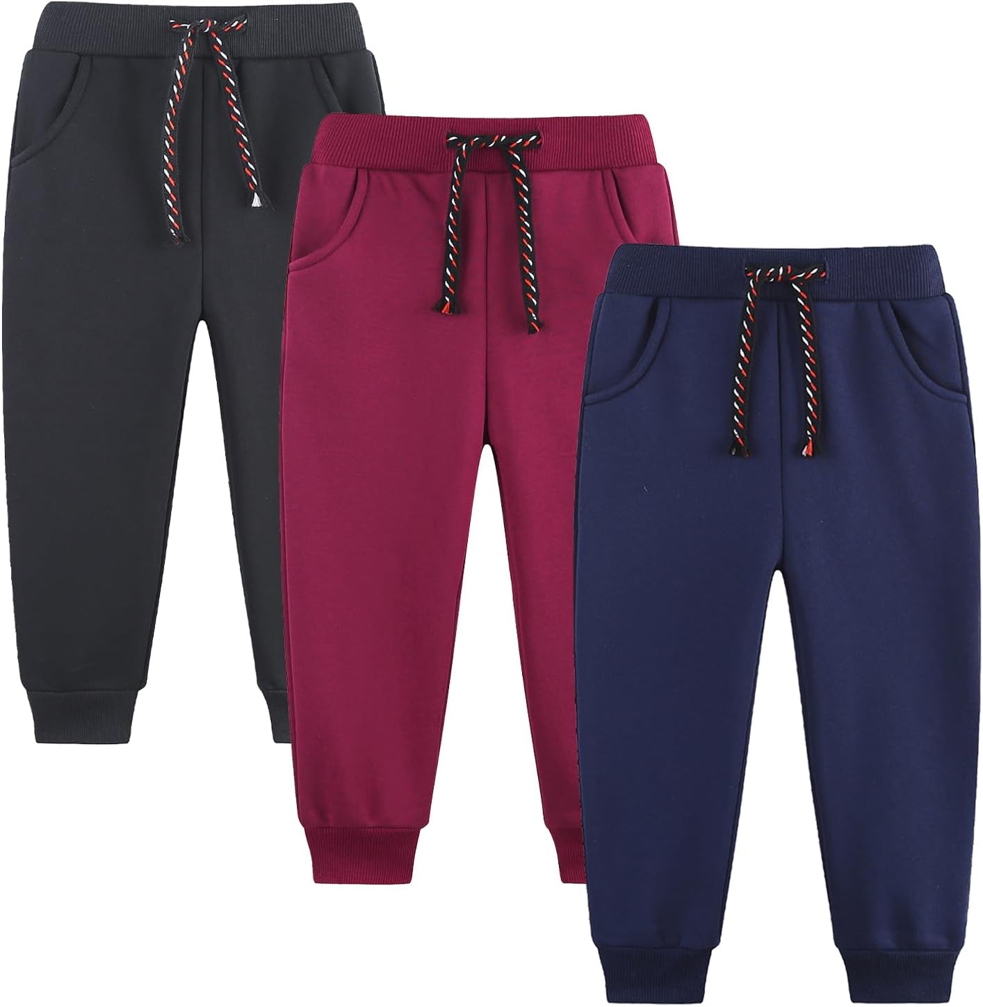 Fleece Pull on Jogger Sweatpant 3 Pack for Kids 2-13 Years