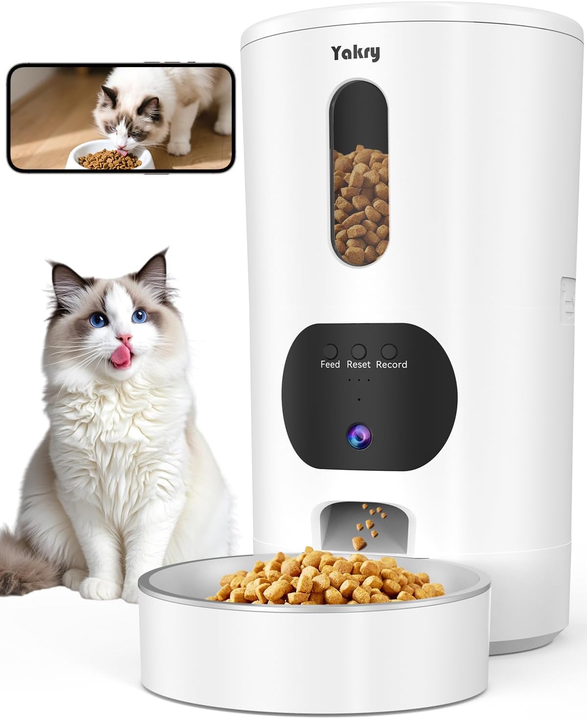 Yakry Automatic Cat Feeder with Camera for Easy Pet Monitoring