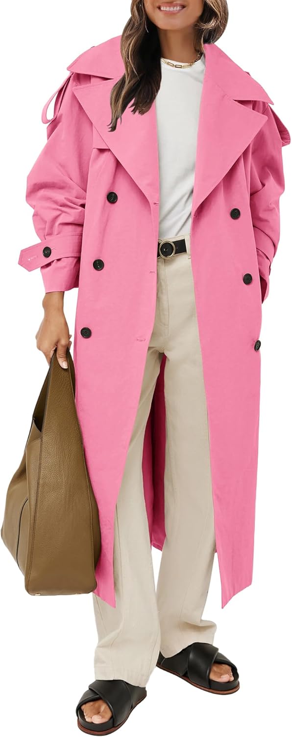 Farktop Womens Oversized Long Trench Coat for Stylish Elegance