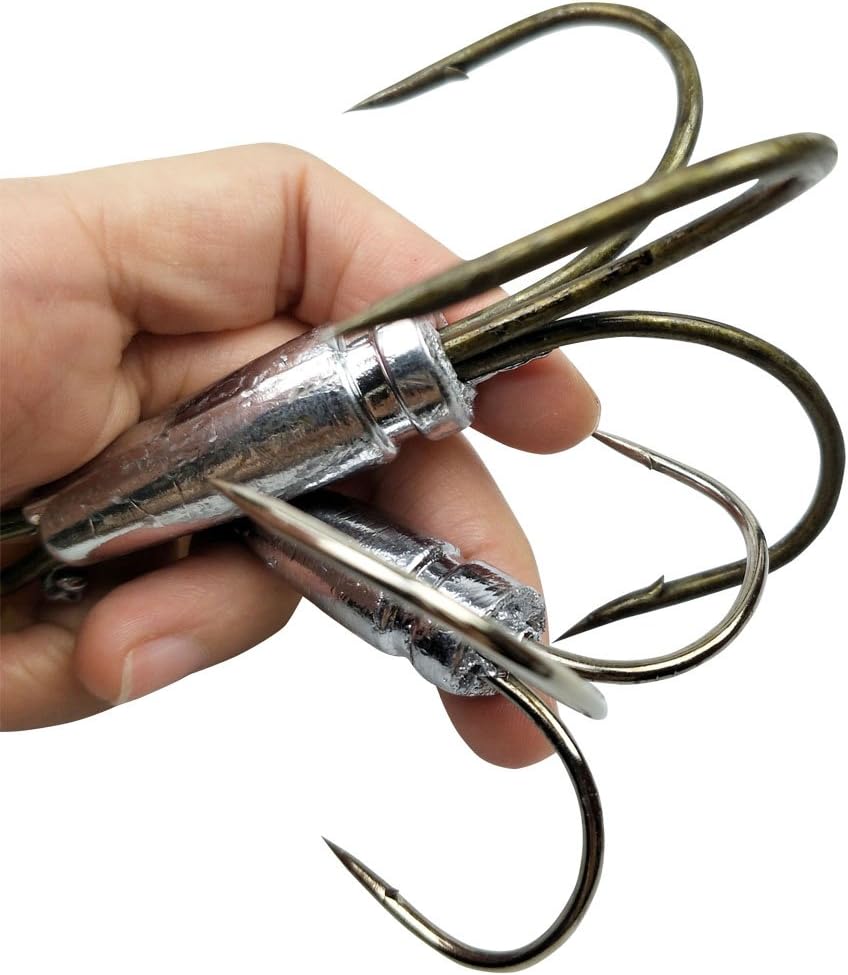 Set of 2 Weighted Treble Fishing Hooks - 5 Sizes Available