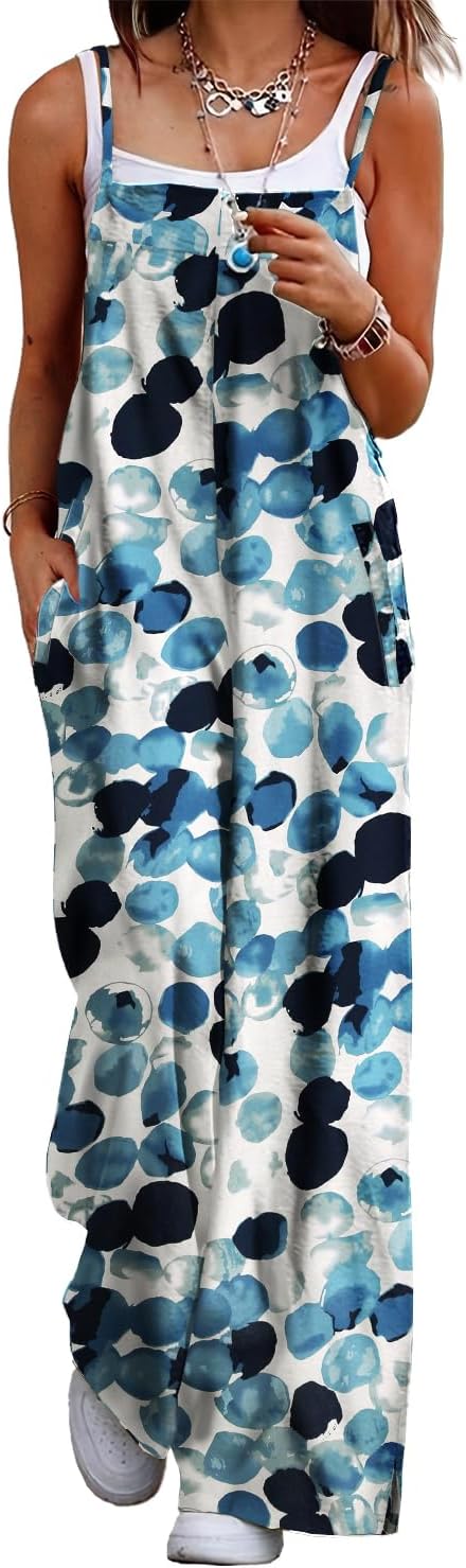 YESNO Women's Summer Boho Casual Jumpsuits with Floral Print