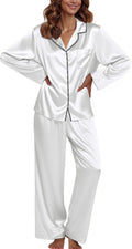 Ekouaer Silk Satin Pajama Set for Women - Soft Long Sleeve Two-Piece