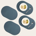 Steel Blue Oval Silicone Placemats Set of 4 for Modern Dining