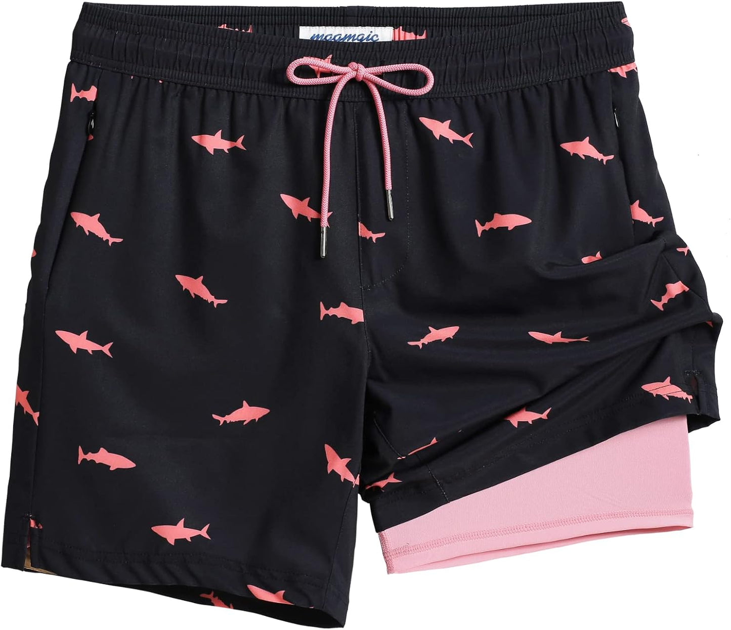 2 in 1 Mens Swim Trunks with Compression Liner for Comfort