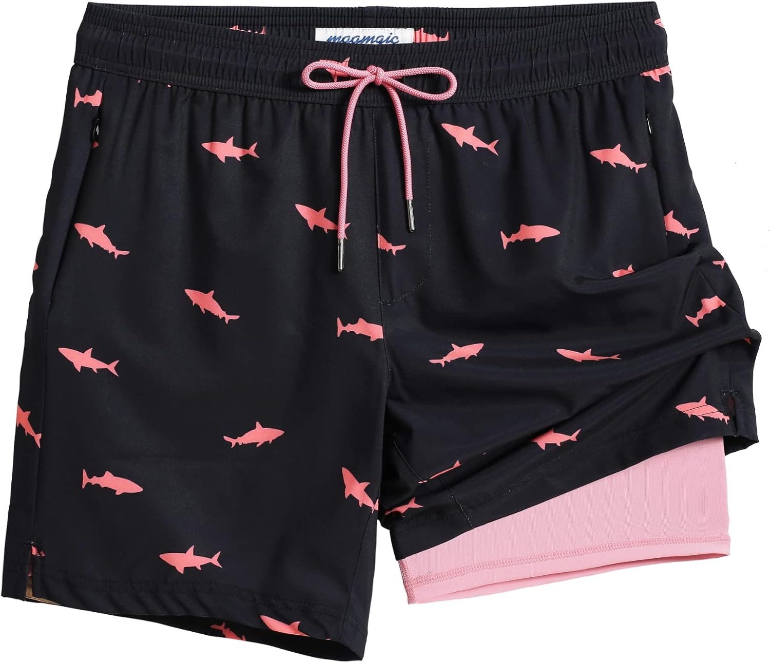 2 in 1 Mens Swim Trunks with Compression Liner for Comfort