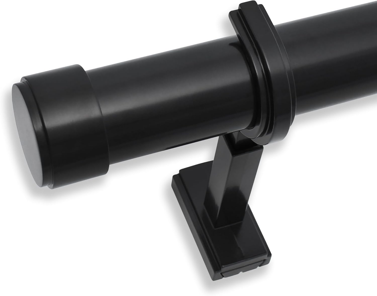BlastHome Non-Adjustable Luxury Curtain Rods for Windows, Tuxedo Black
