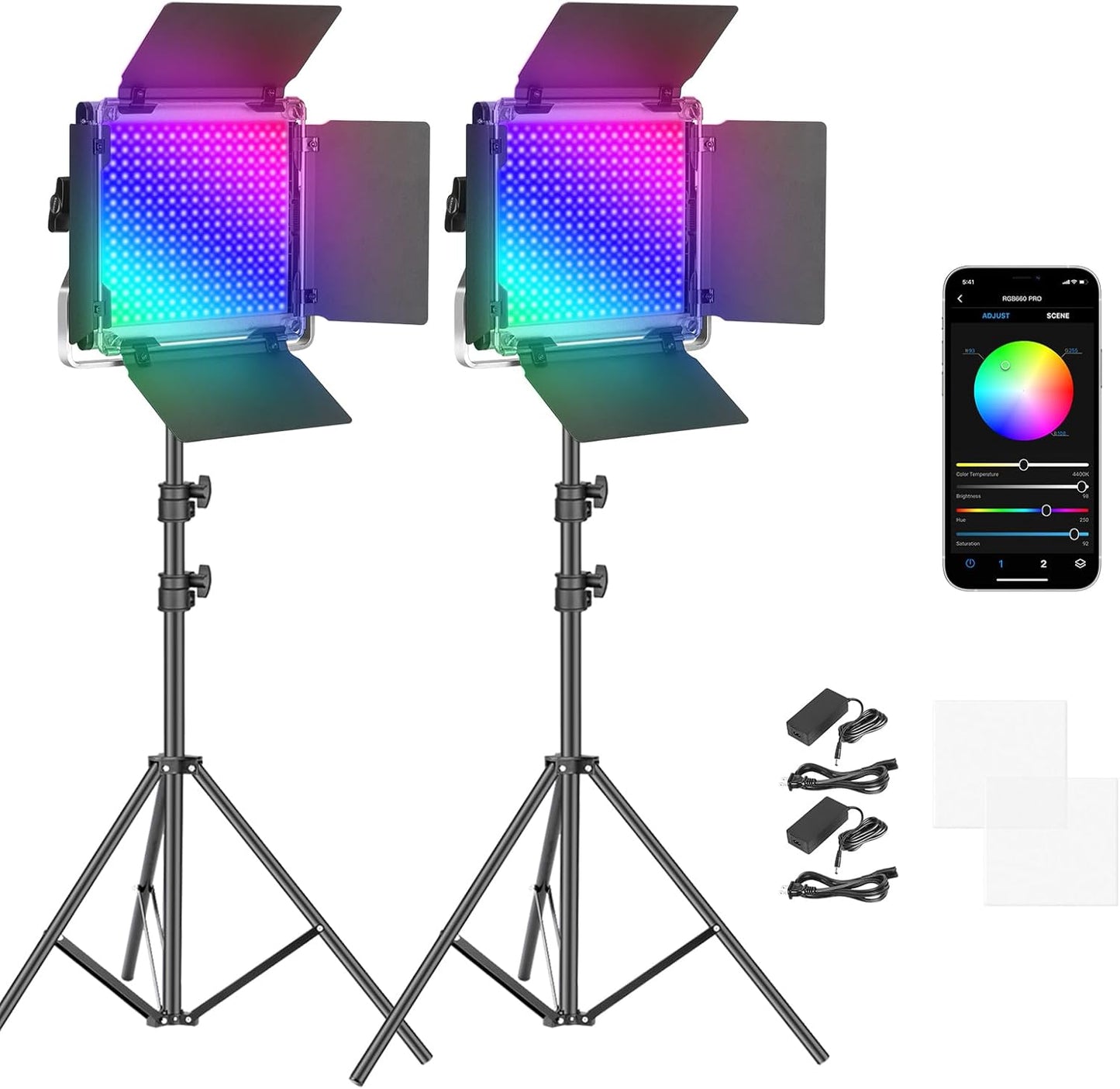 NEEWER 2 Pack 660 PRO RGB LED Video Light Kit for Creators