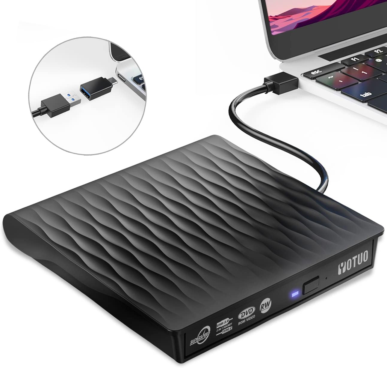 Fast USB 3.0 Type C External DVD Drive by YOTUO