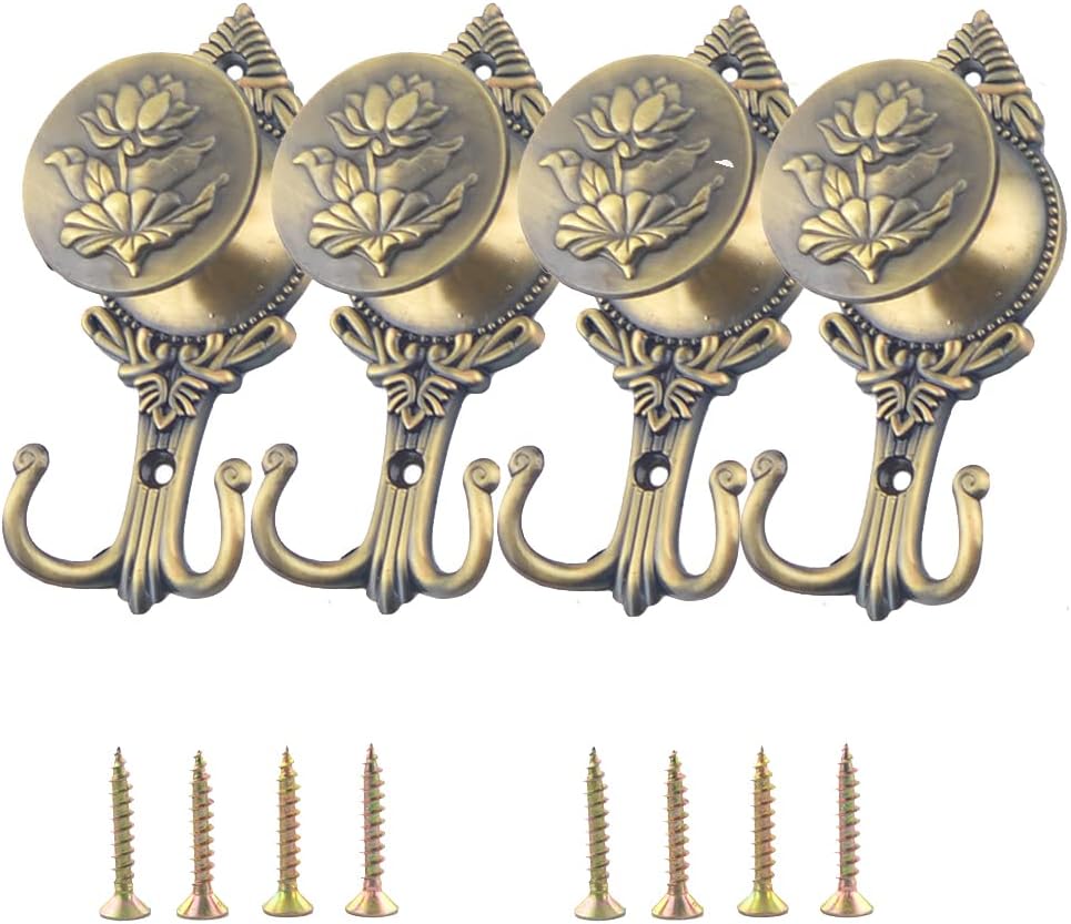 Lotus Flower Curtain Holdbacks - Elegant Bronze Hooks