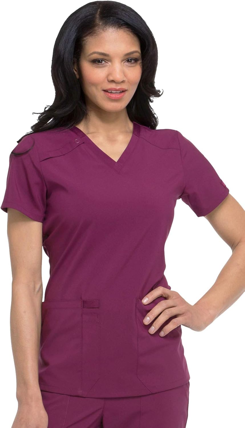 Dickies Women's V-Neck Scrub Top with 2 Pockets for Comfort