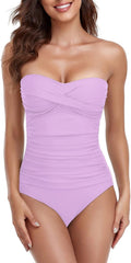 Tummy Control One Piece Swimsuit Bandeau Strapless (Style WX3Q)