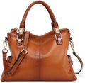 Kattee Soft Women Genuine Leather Satchel Tote - Top Grain Pebbled