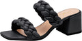 Braided Heeled Sandals Strappy Square Open Toe Backless