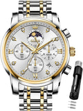 OLEVS Watch for Men Diamond Business Dress Analog Quartz - Elegant Two