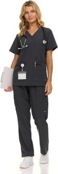 Nautica Women's Scrub Set 9-Pocket Breathable & Stretchy - Comfortable