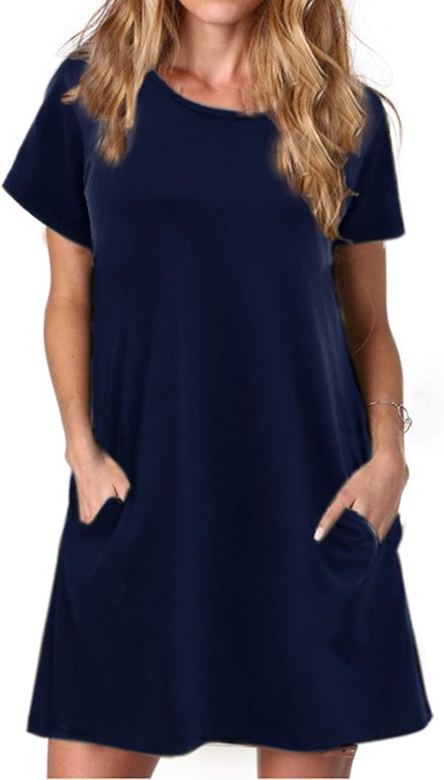Alaster Womens Casual Summer T Shirt Dress with Pocket Style