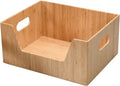 Bamboo Storage Box with Open Front Stackable Bin Organizer - Pantry