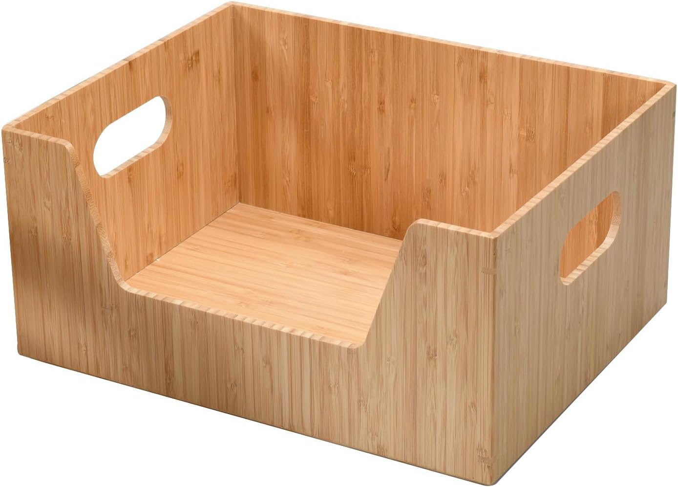 Bamboo Storage Box with Open Front for Kitchen Organization