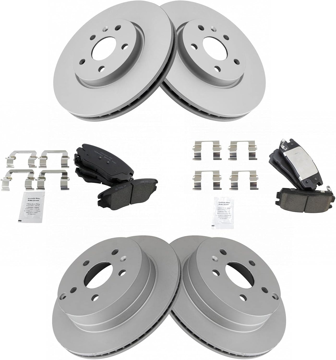 TRQ Front and Rear Brake Pad & Rotor Kit for Chevrolet Equinox