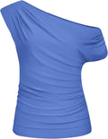 One Shoulder Sequin Top for Women - Ruched Asymmetrical Party Top