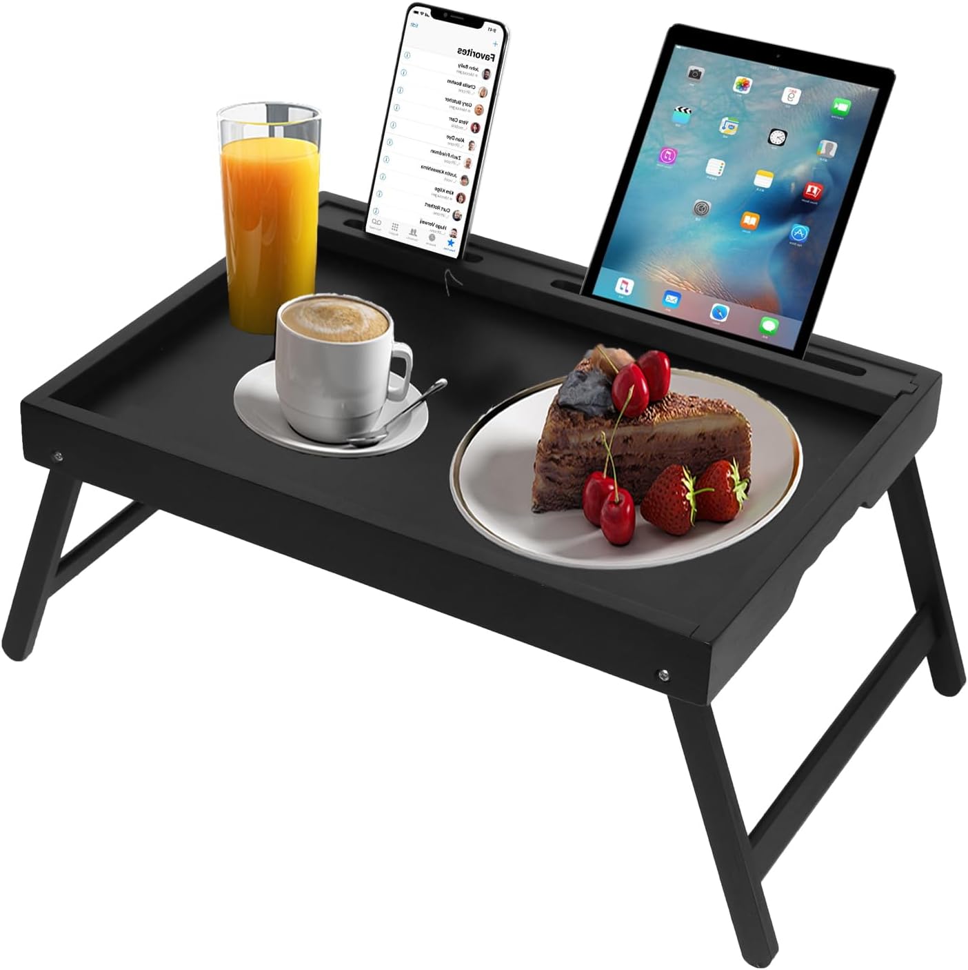 Foldable Bamboo Laptop Tray - Black