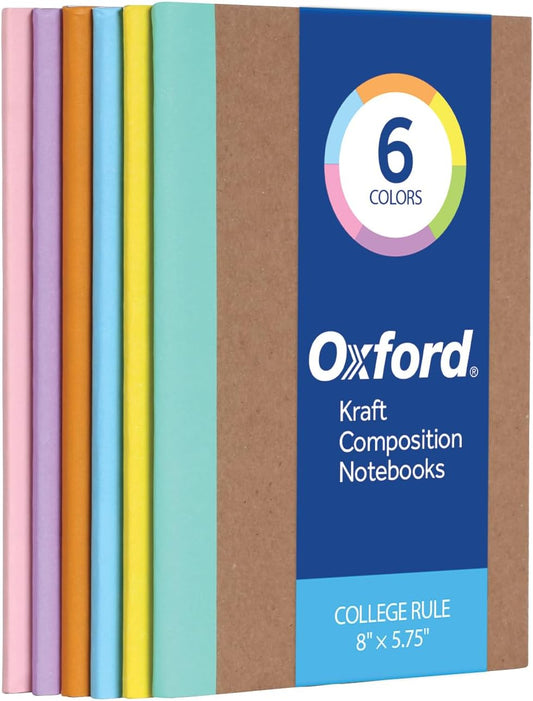 6 Pack Oxford College Ruled Notebooks, Small Journals for School