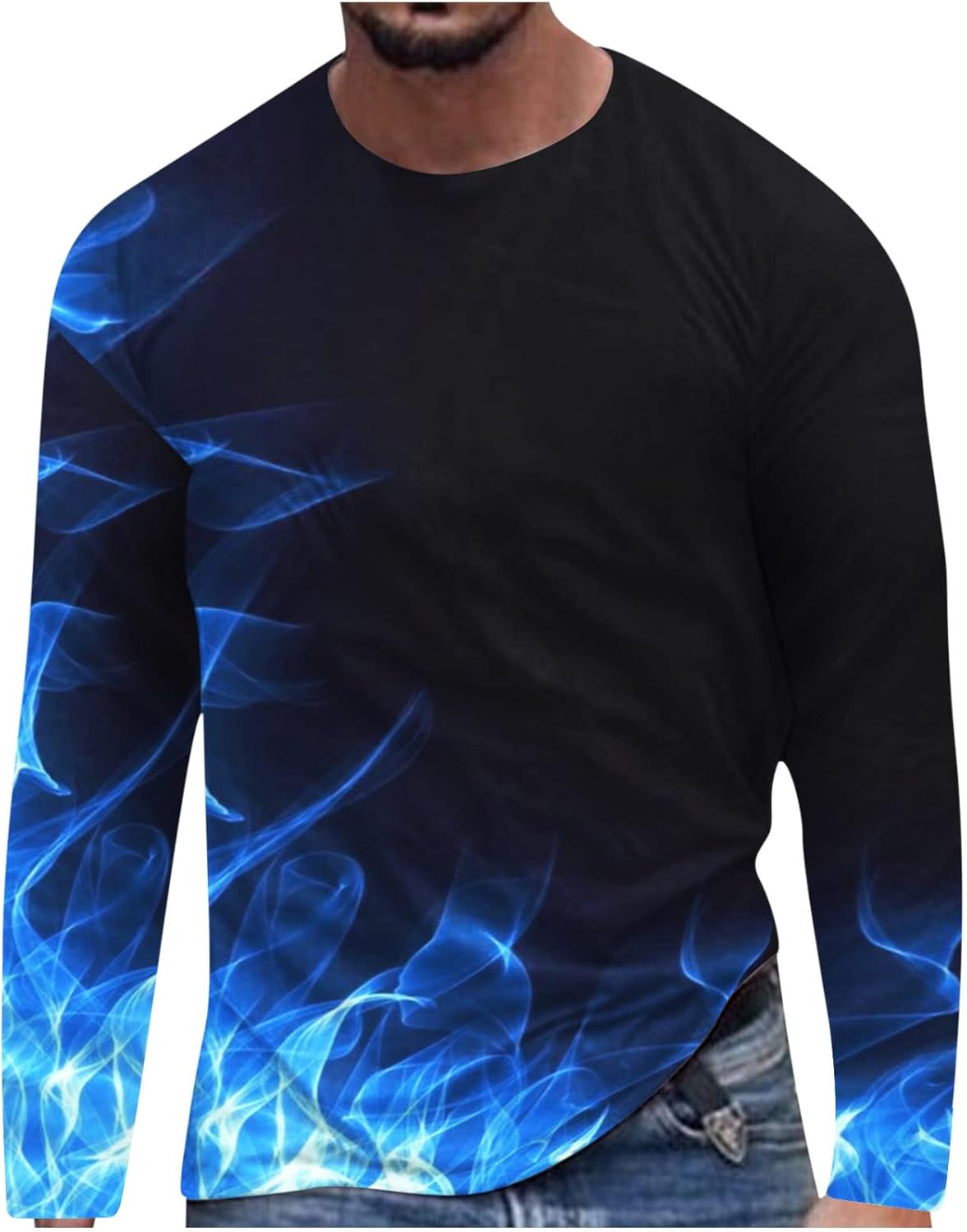Flame Print Big & Tall Long Sleeve Tee - Freefly Apparel Men