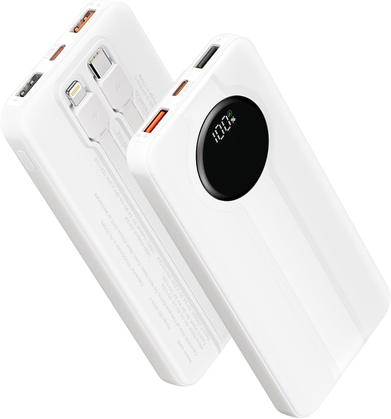 Aioneus 10000mAh Power Bank: Fast Charging Built-in Cables