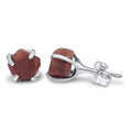 Natural Raw Ruby Stud Earrings 6-7mm - July Birthstone Gift