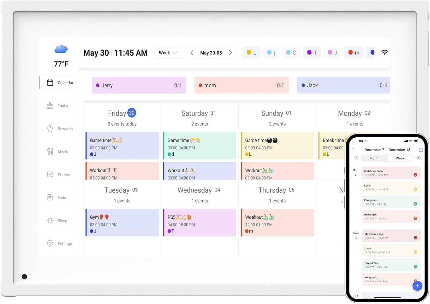10.1 Inch Smart Digital Calendar Planner for Family Scheduling