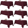 Fitable Burgundy Rectangle Tablecloths for 6 ft Tables - 6 Pack