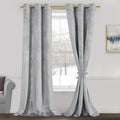 Soft Silver Grey Velvet Curtains 96 in Room Darkening - Elegant