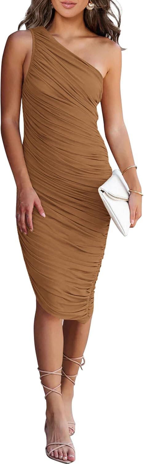 PRETTYGARDEN Summer One Shoulder Dresses for Women 2025