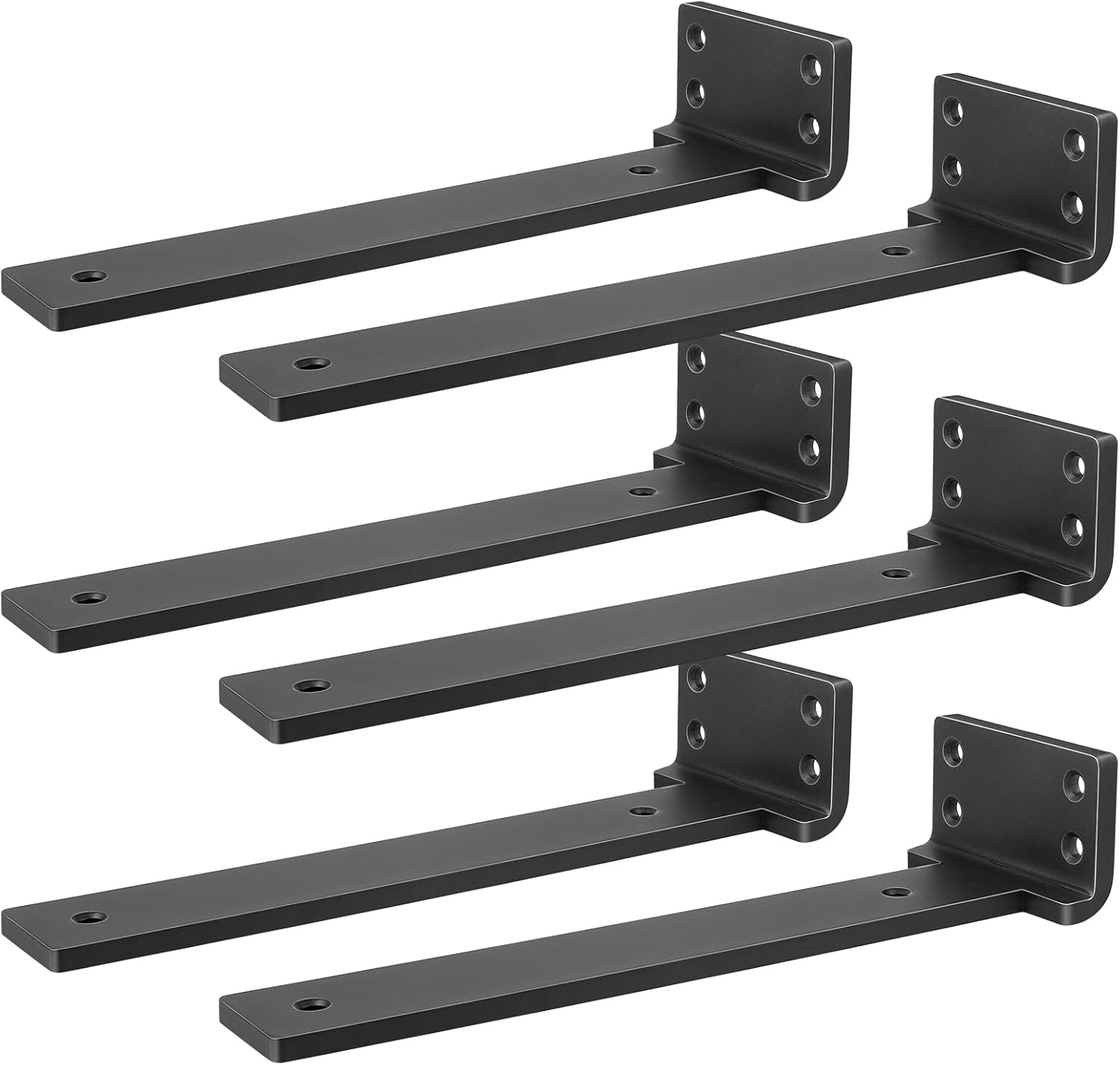 Heavy Duty Shelf Brackets for Floating Shelves - 12 inch 6 Pack