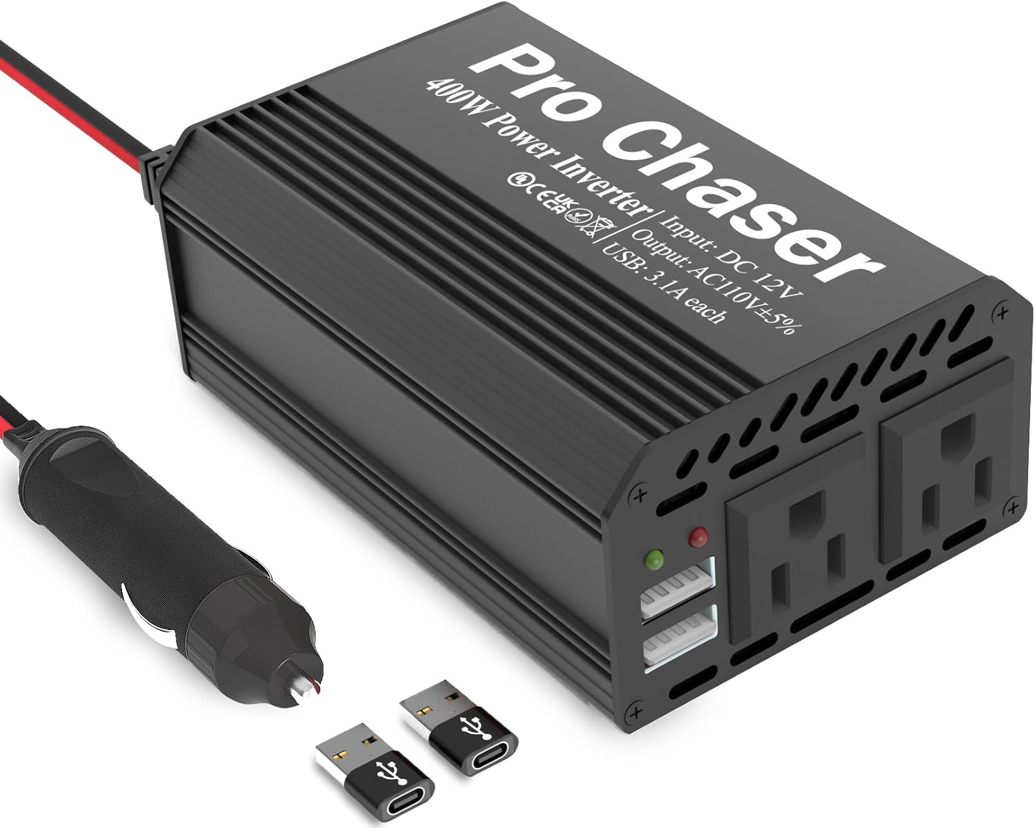 Pro Chaser 400W Car Power Inverter for Road Trips and Travel