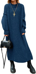 Saodimallsu Womens Oversized Sweater Dress Mock Neck - Cozy Fall Maxi