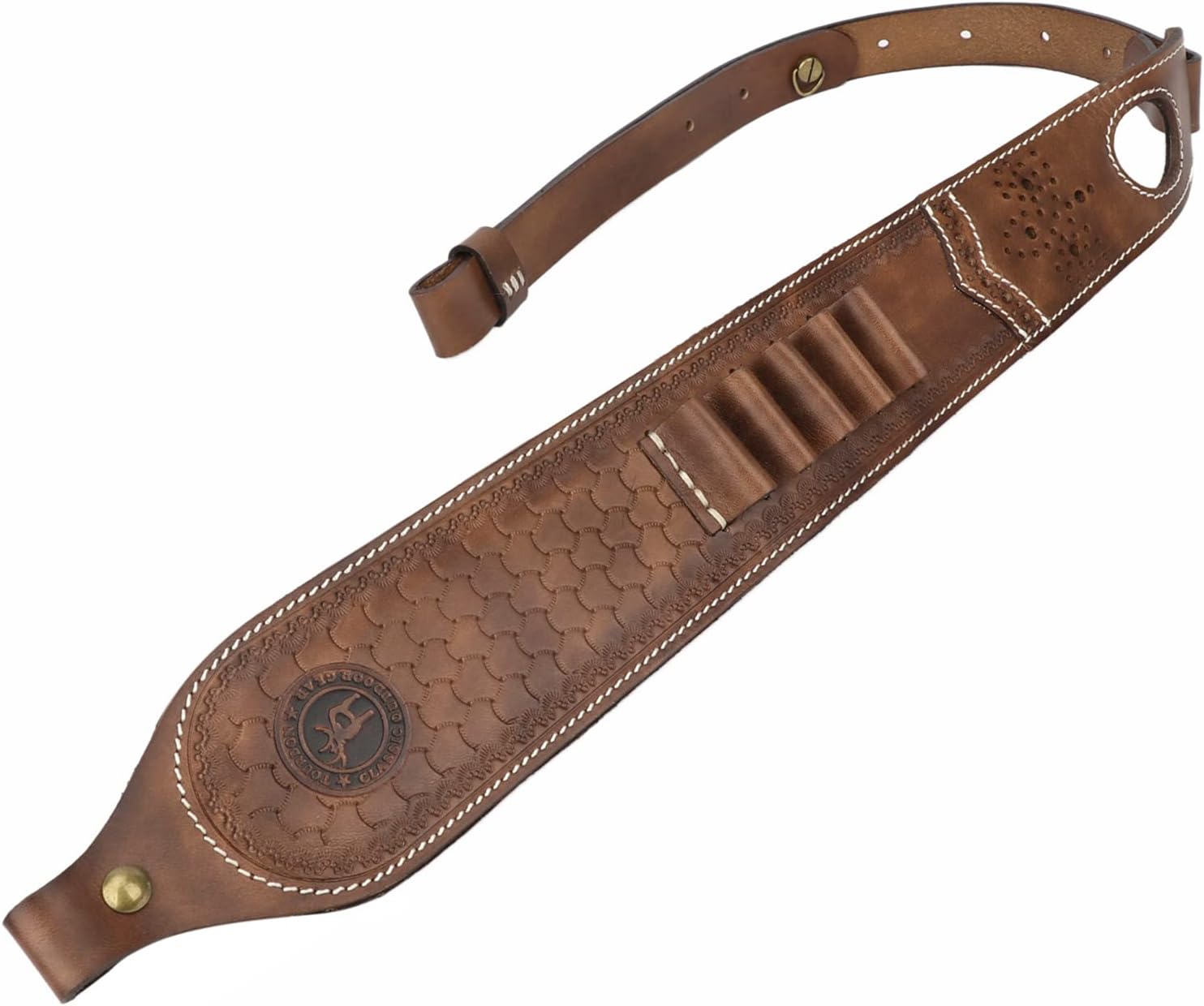 TOURBON Vintage Leather Ammo Holder Rifle Sling for Hunting