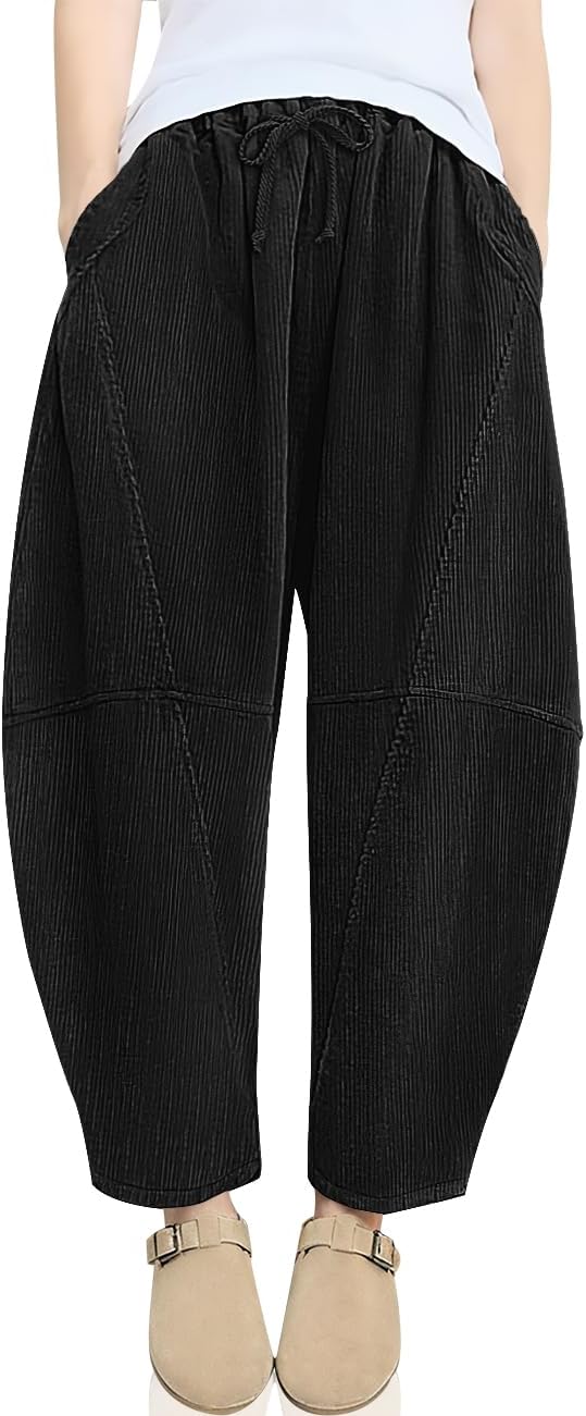 TARSE Womens Corduroy Harem Pants for Casual Comfort and Style